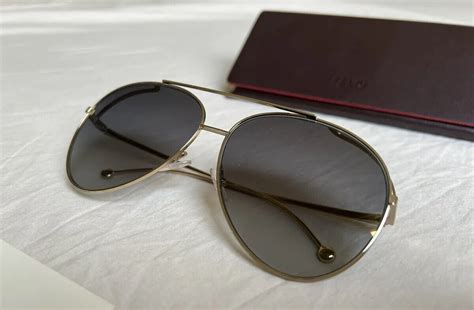 Fendi Run Away 0286 Gold Copper Brown Aviator Metal Flat